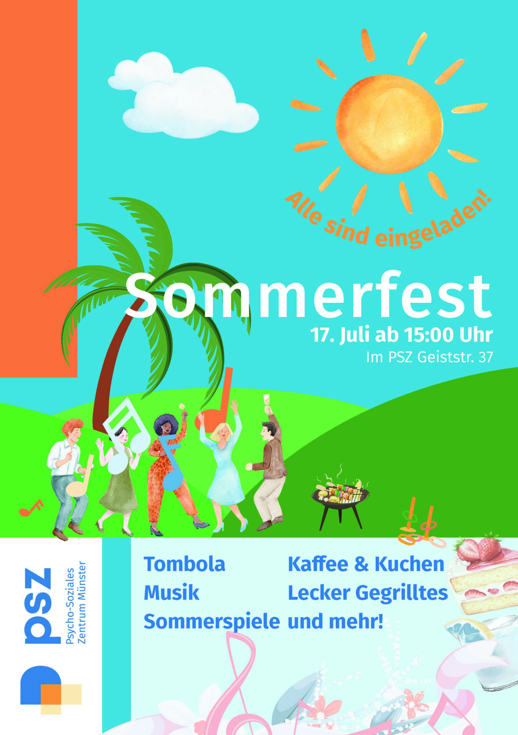 Bunter Flyer - Sommerfest im PSZ am 17. Juli 2026